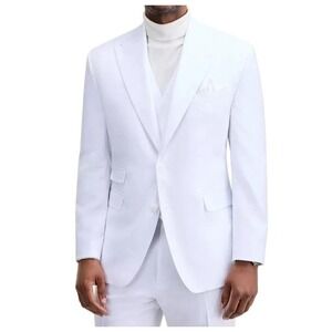 Tayion Collection Mens Classic fit Suit Jacket Blazer 48 L White Solid